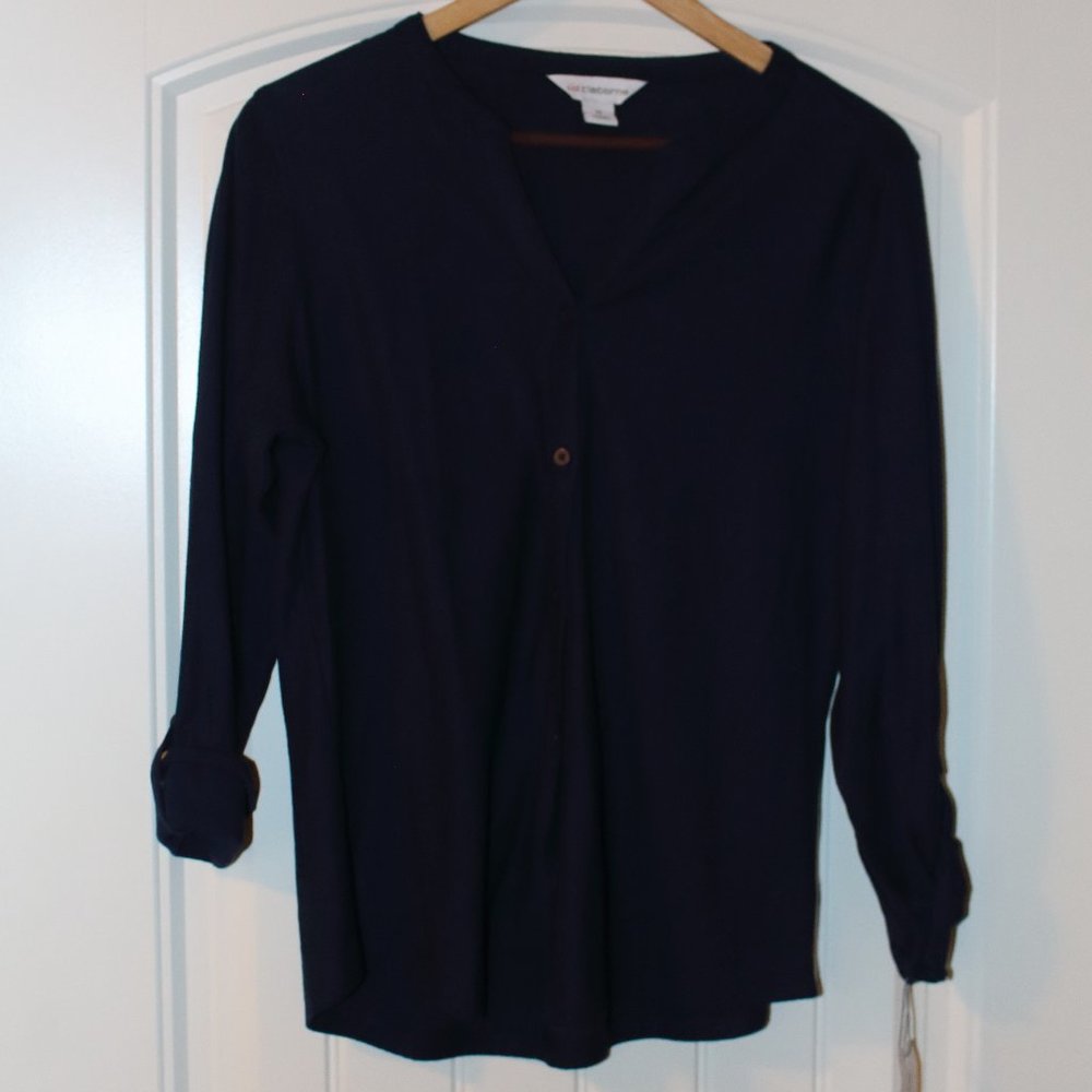 Liz Claiborne Button Down Shirt - Blue Sz Med